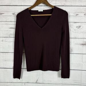 Akris Punto Sweater Womens 8 Burgundy Wool Minimalist Capsule Preppy Stretch